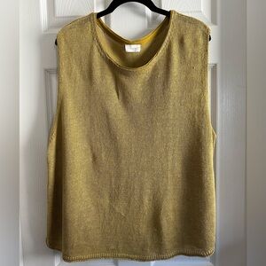 Poetry Sleeveless Knit Linen Top in Dark Lime